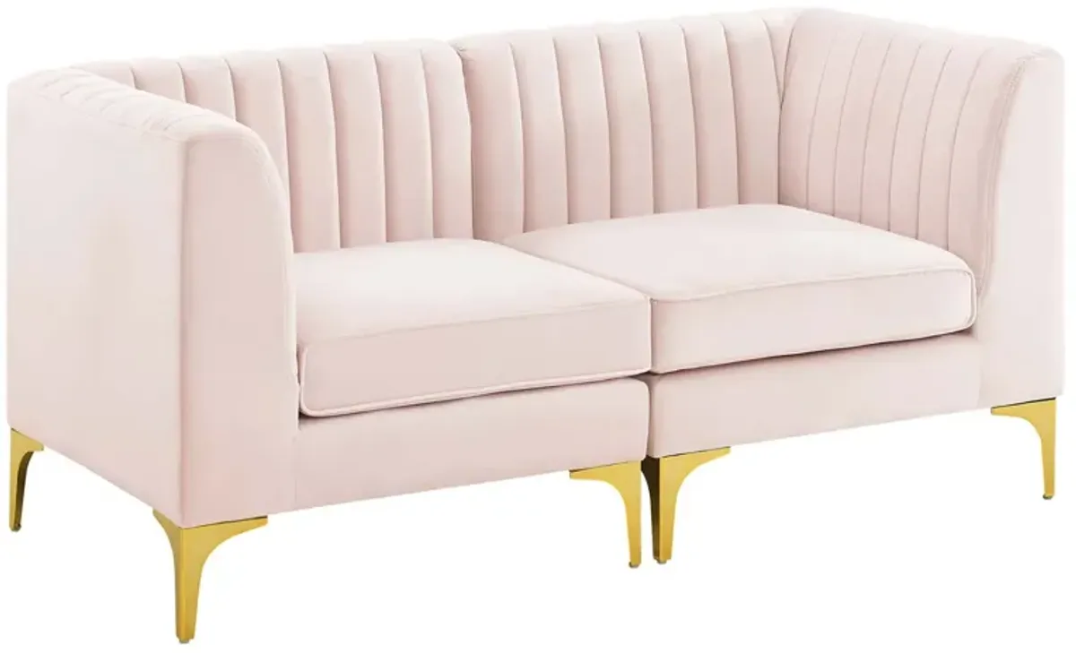 Triumph Channel Tufted Performance Velvet Loveseat by Modway Pink