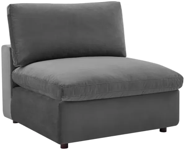 Commix Down Filled Overstuffed Performance Velvet Armless Chair by Modway Gray