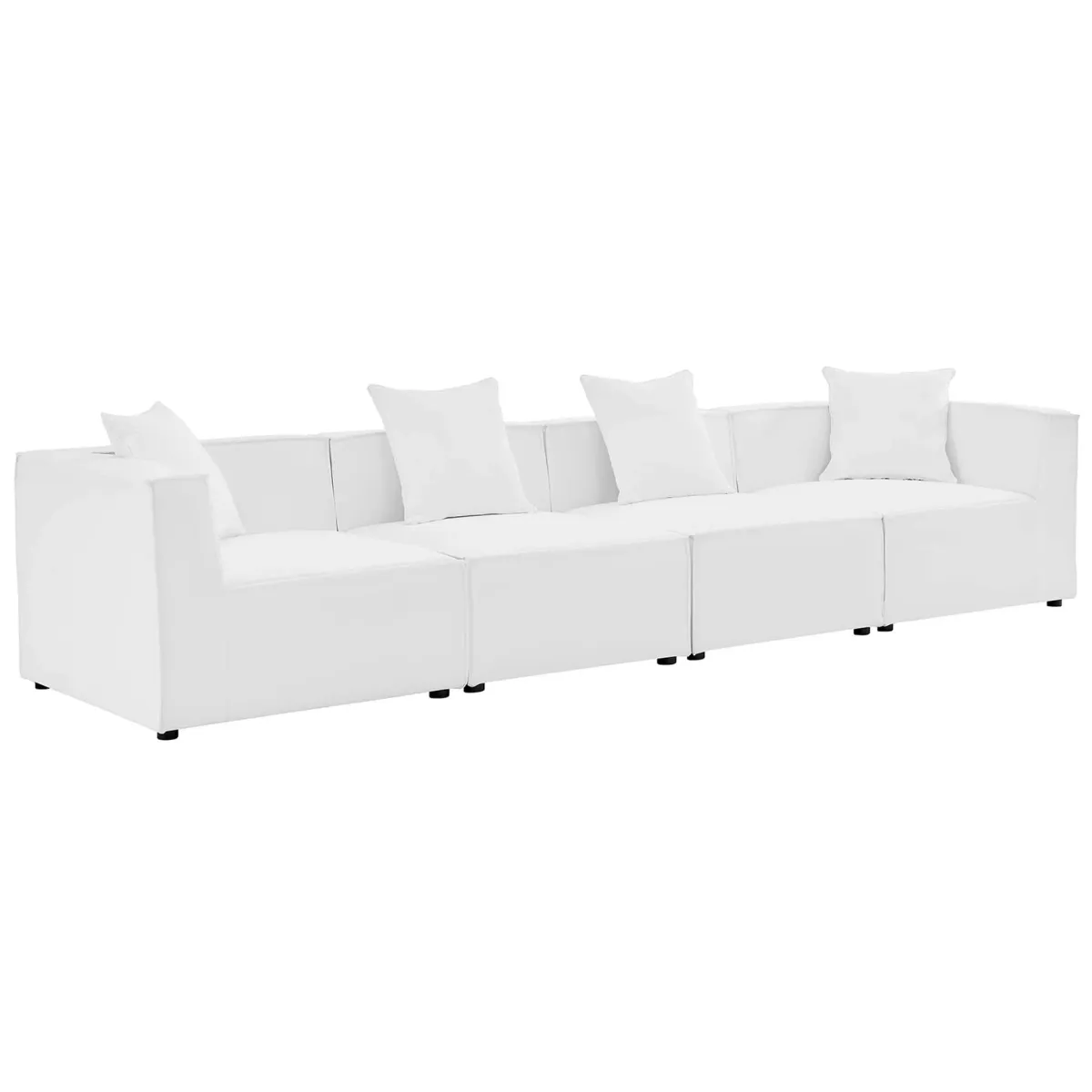 Saybrook Outdoor Patio Upholstered 4-Piece Sectional Sofa by Modway White