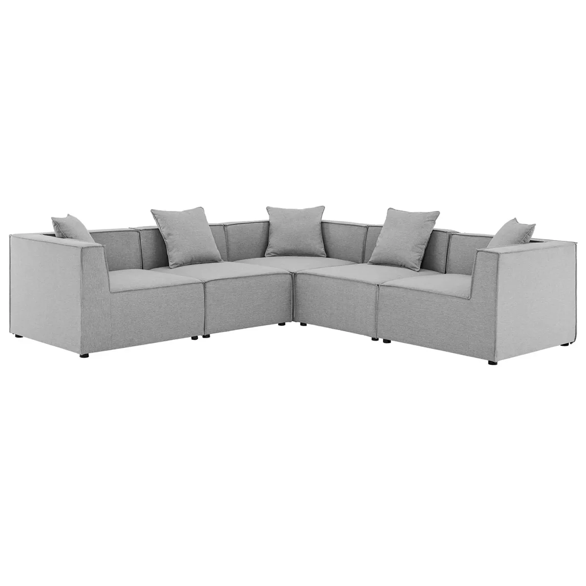 Saybrook Outdoor Patio Upholstered 5-Piece Sectional Sofa by Modway Gray