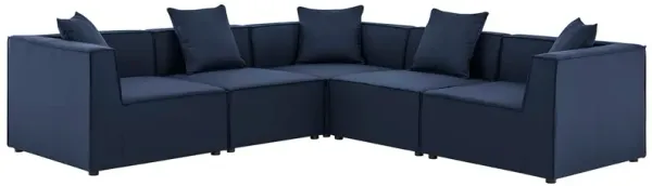 Saybrook Outdoor Patio Upholstered 5-Piece Sectional Sofa by Modway Navy