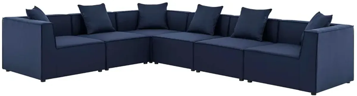 Saybrook Outdoor Patio Upholstered 6-Piece Sectional Sofa by Modway Navy