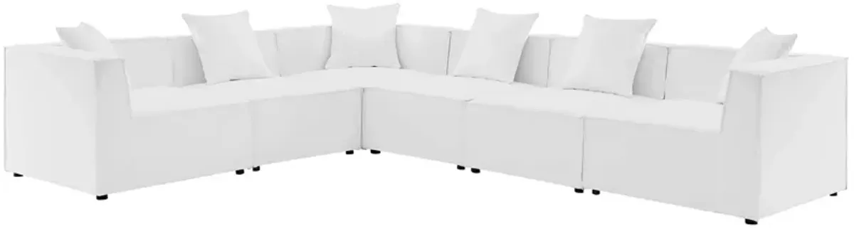 Saybrook Outdoor Patio Upholstered 6-Piece Sectional Sofa by Modway White