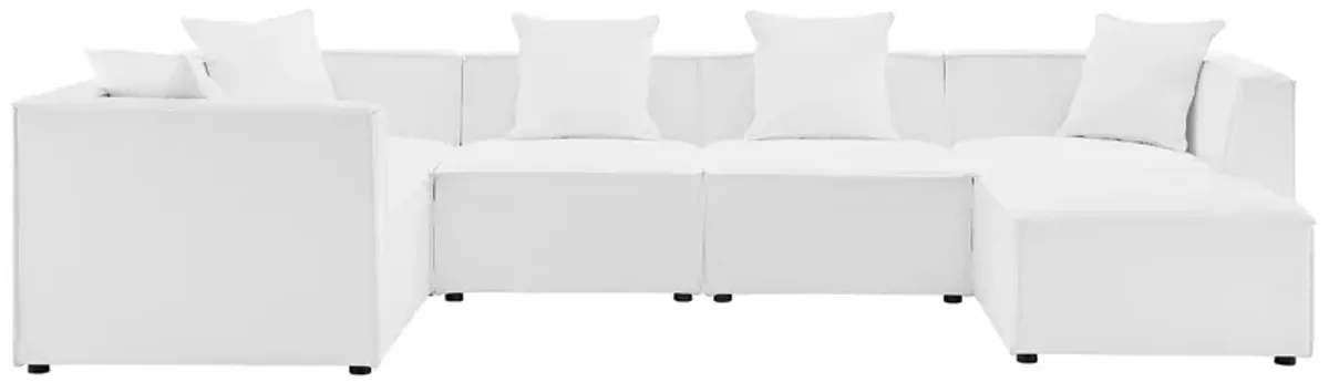 Saybrook Outdoor Patio Upholstered 6-Piece Sectional Sofa by Modway White