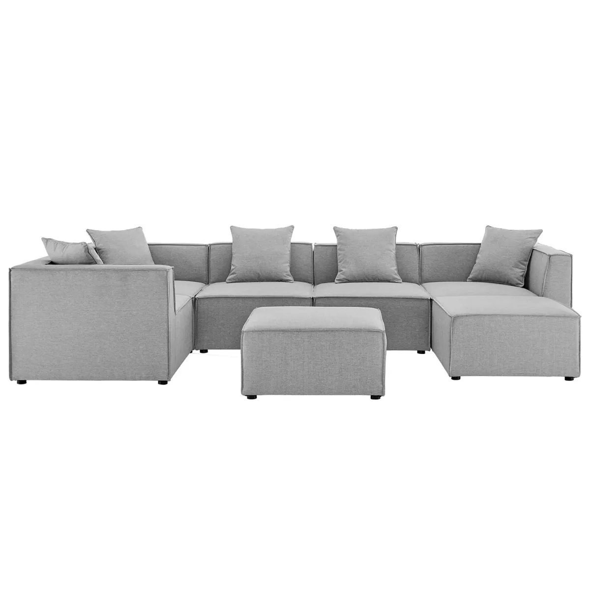 Saybrook Outdoor Patio Upholstered 7-Piece Sectional Sofa by Modway Gray