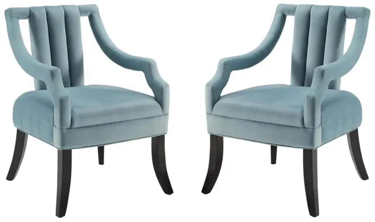 Harken Performance Velvet Accent Chair Set of 2 by Modway Light Blue