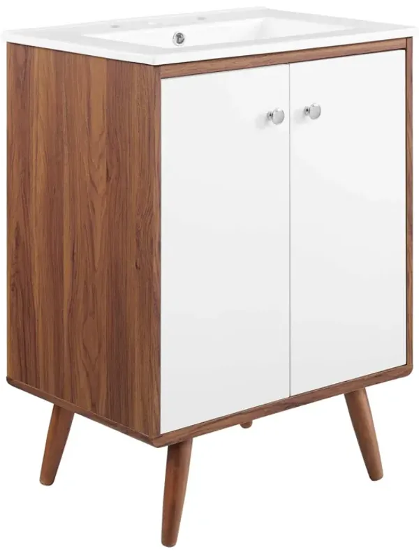 Transmit Bathroom Vanity Basin Included by Modway 24" / Walnut White