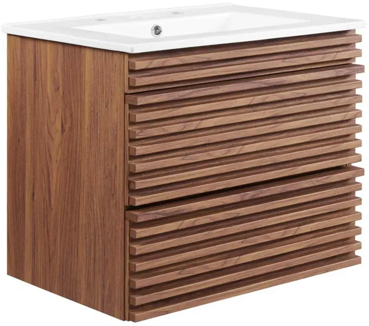 Render Wall-Mount Bathroom Vanity with White Basin Included by Modway 24" / Charcoal White