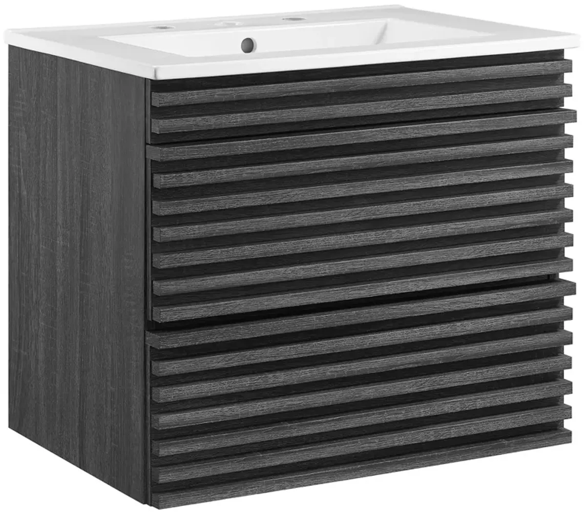 Render Wall-Mount Bathroom Vanity with White Basin Included by Modway 24" / Charcoal White