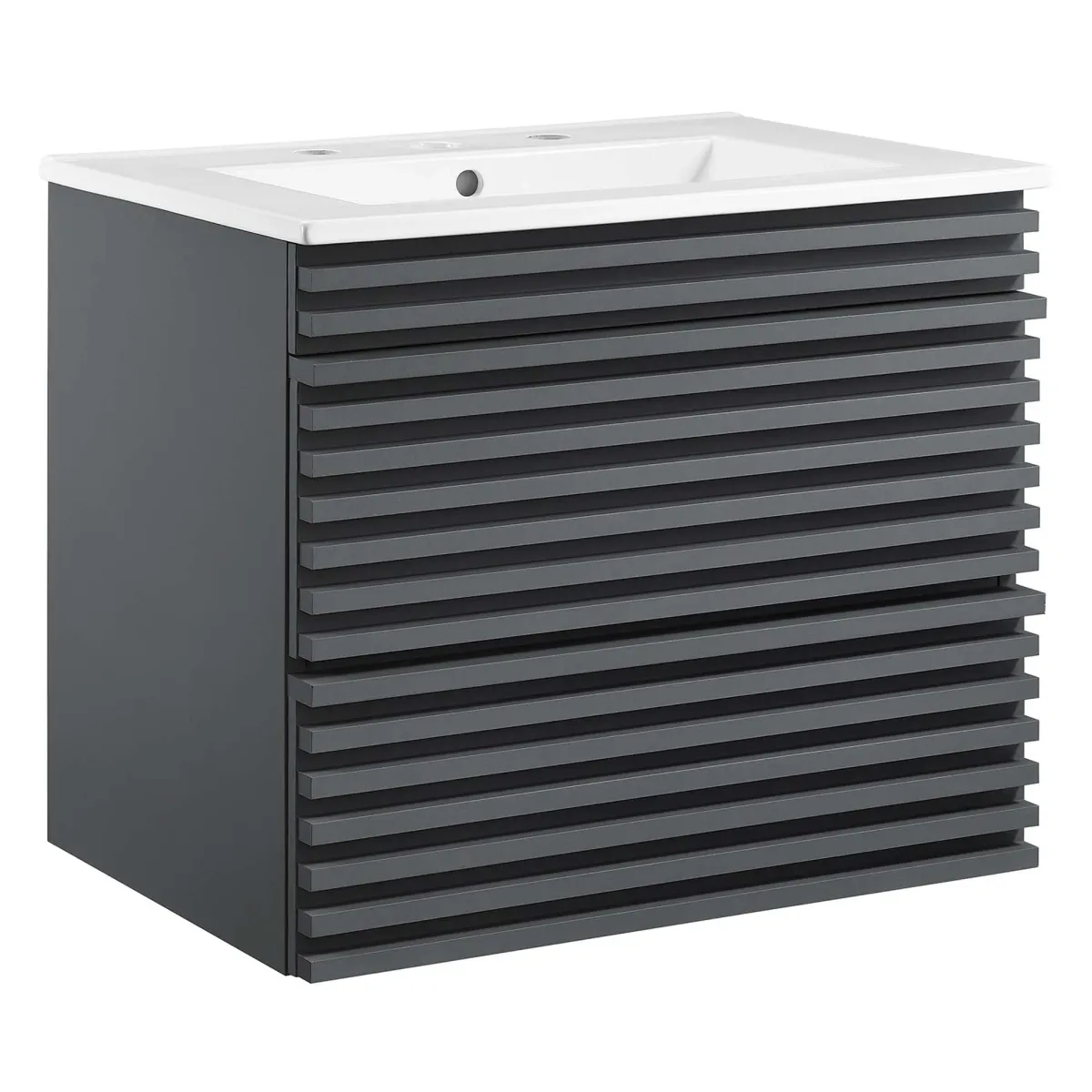 Render Wall-Mount Bathroom Vanity with White Basin Included by Modway 24" / Gray White