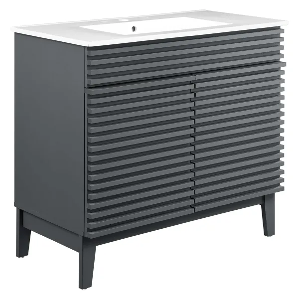 Render 30" and 36" Bathroom Vanities with White Basin Included by Modway 36" / Gray White