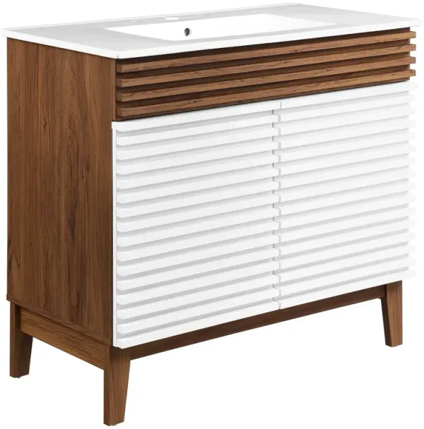 Render 30" and 36" Bathroom Vanities with White Basin Included by Modway 36" / White Walnut White
