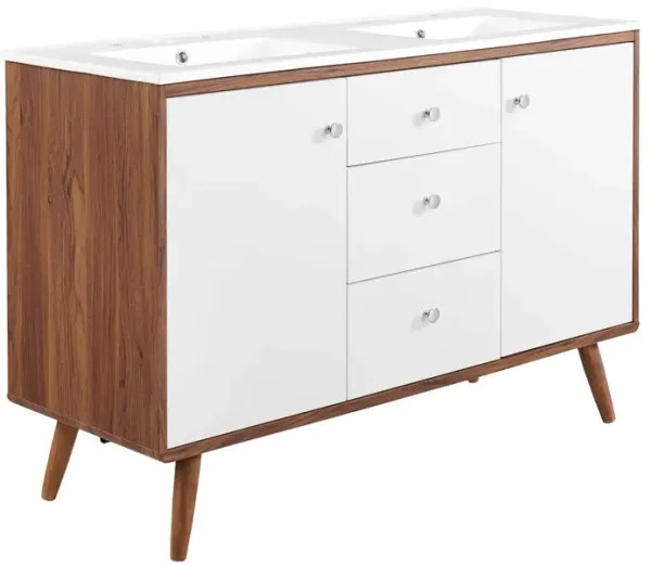 Transmit Bathroom Vanity Basin Included by Modway 48" Double / Walnut White