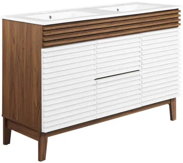 Render 48" Bathroom Vanity with White Basin Included by Modway 48" Double / White Walnut White