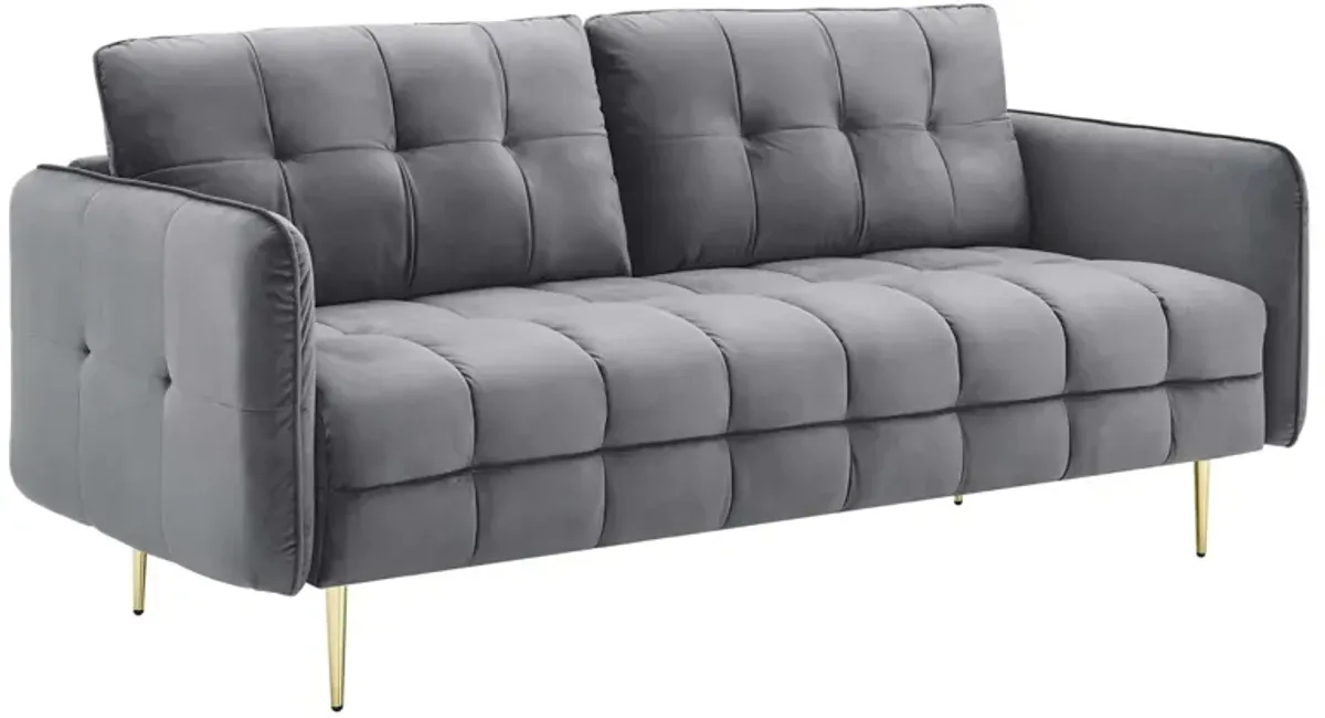 Cameron Tufted Performance Velvet Sofa by Modway Gray
