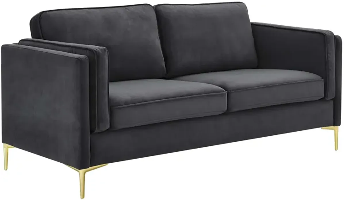 Kaiya Performance Velvet Sofa by Modway Midnight Blue