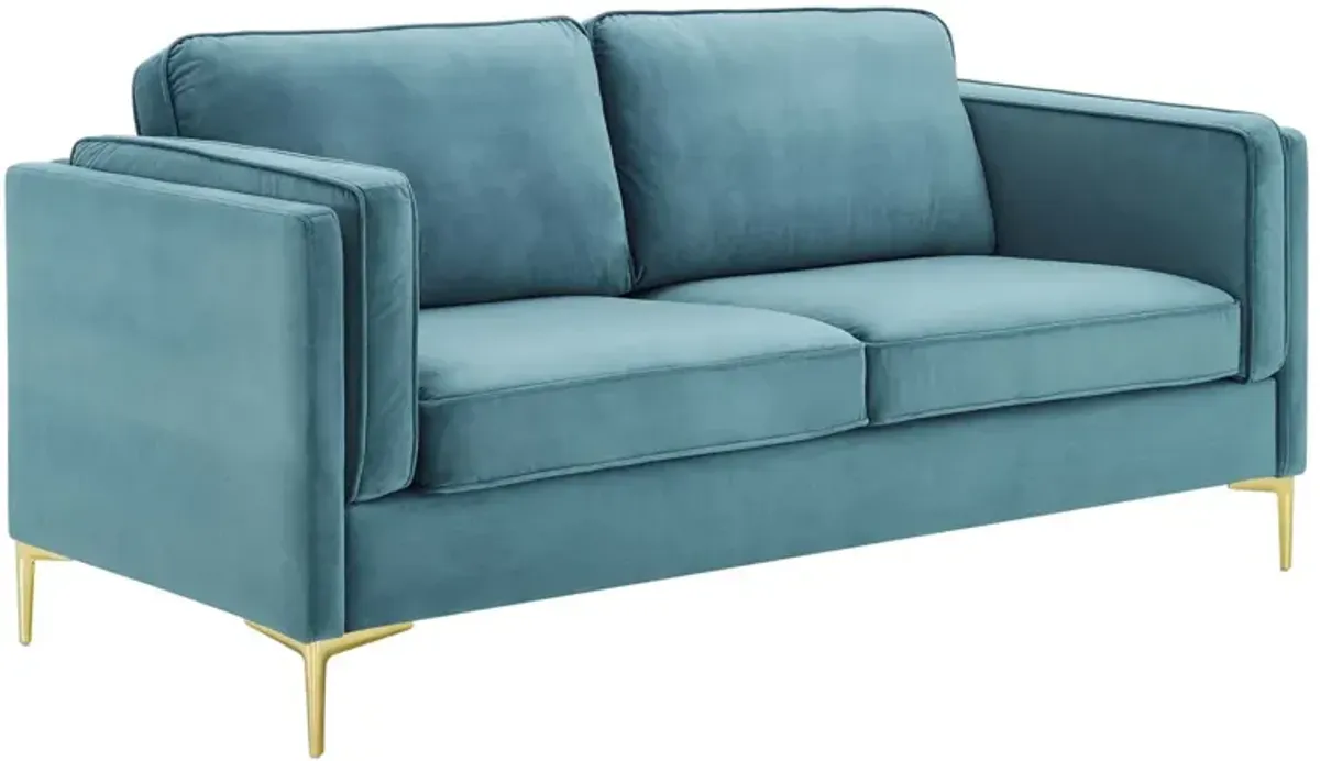 Kaiya Performance Velvet Sofa by Modway Sea Blue