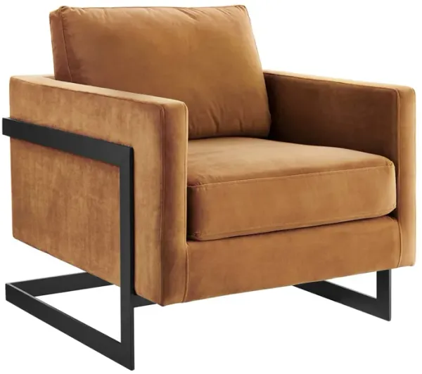 Posse Performance Velvet Accent Chair by Modway Black Cognac