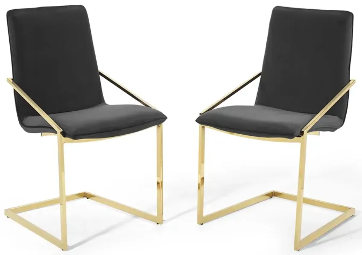 Pitch Dining Armchair Performance Velvet Set of 2 by Modway Gold Black