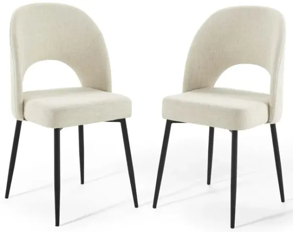 Rouse Dining Side Chair Upholstered Fabric Set of 2 by Modway Black Beige
