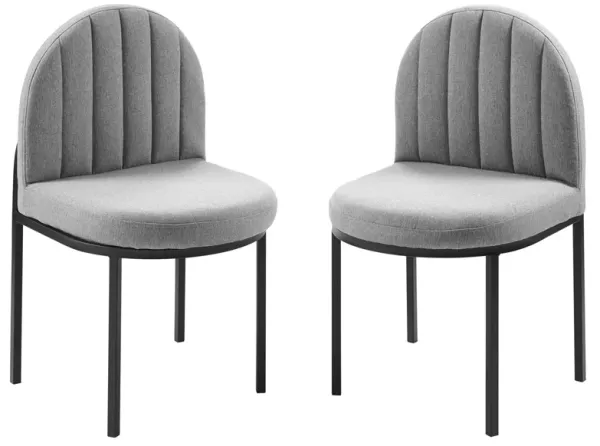 Isla Dining Side Chair Upholstered Fabric Set of 2 by Modway Black Light Gray