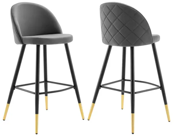 Cordial Performance Velvet Bar Stools - Set of 2 by Modway Gray