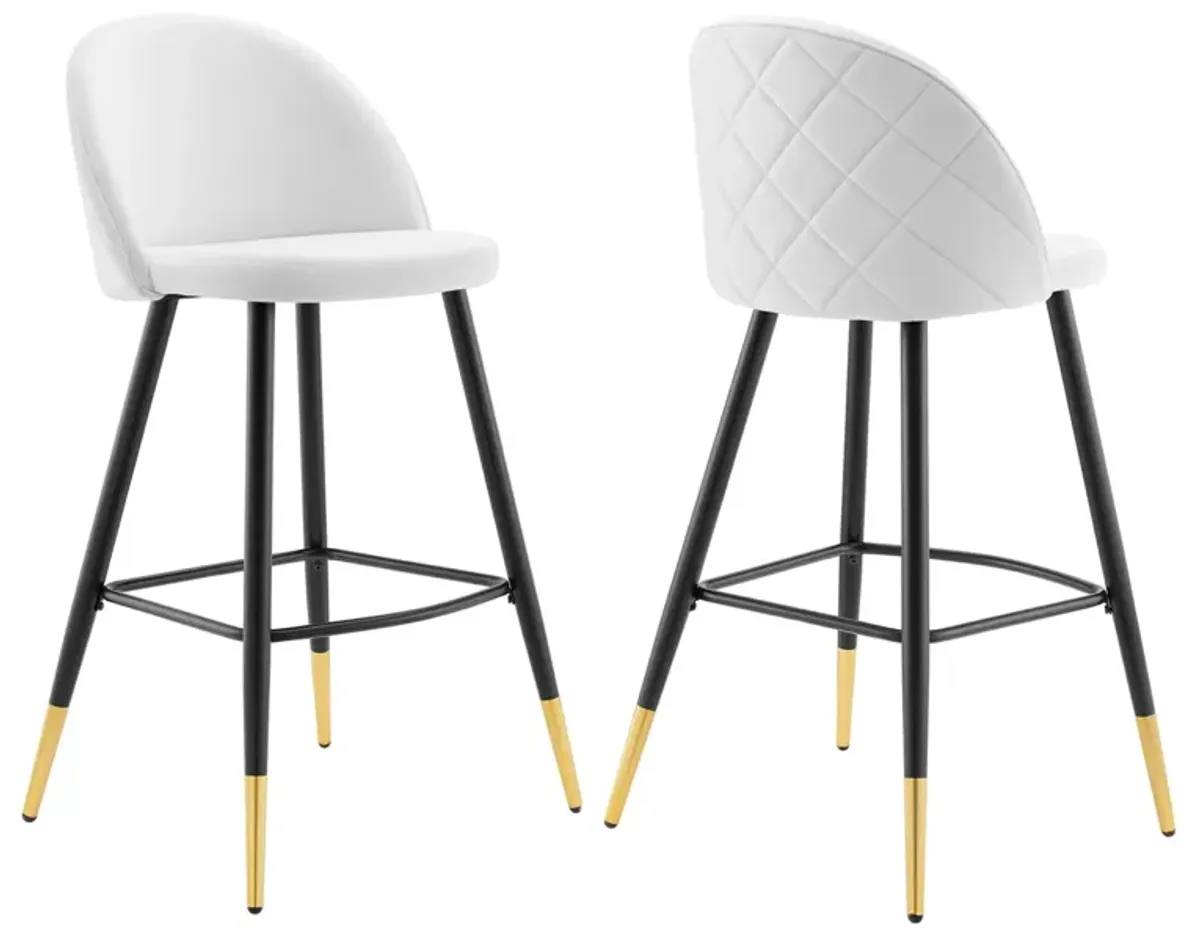 Cordial Performance Velvet Bar Stools - Set of 2 by Modway White