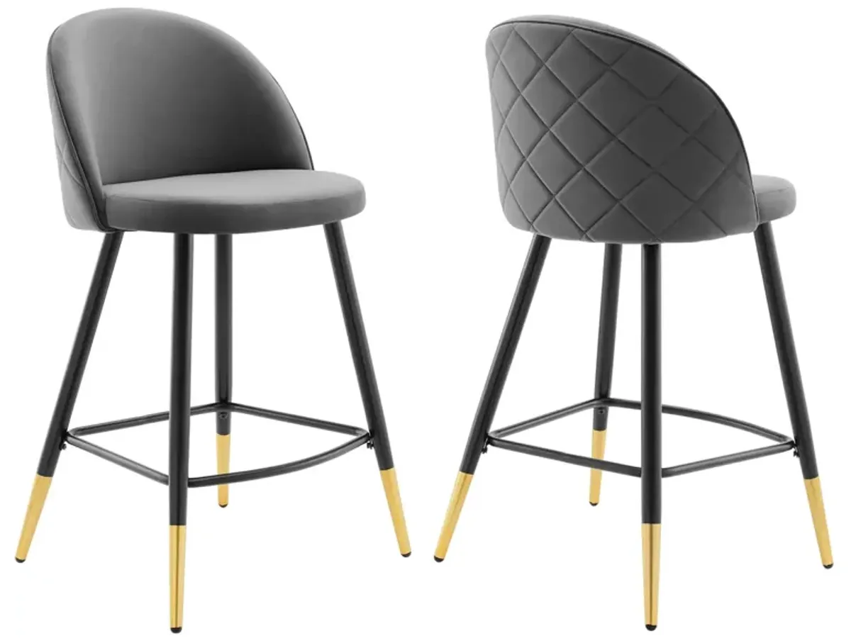 Cordial Performance Velvet Counter Stools Set of 2 by Modway Mint