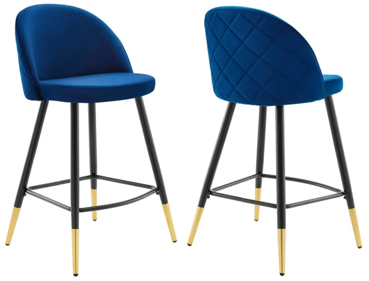 Cordial Performance Velvet Counter Stools Set of 2 by Modway Navy