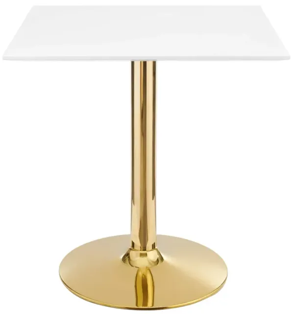 Verne 28" Square Dining Table by Modway Gold White