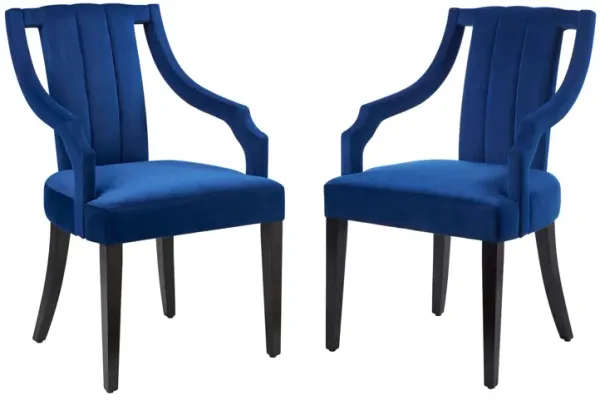 Moxie Upholstered Fabric Dining Armchairs - Set of 2 by Modway Navy