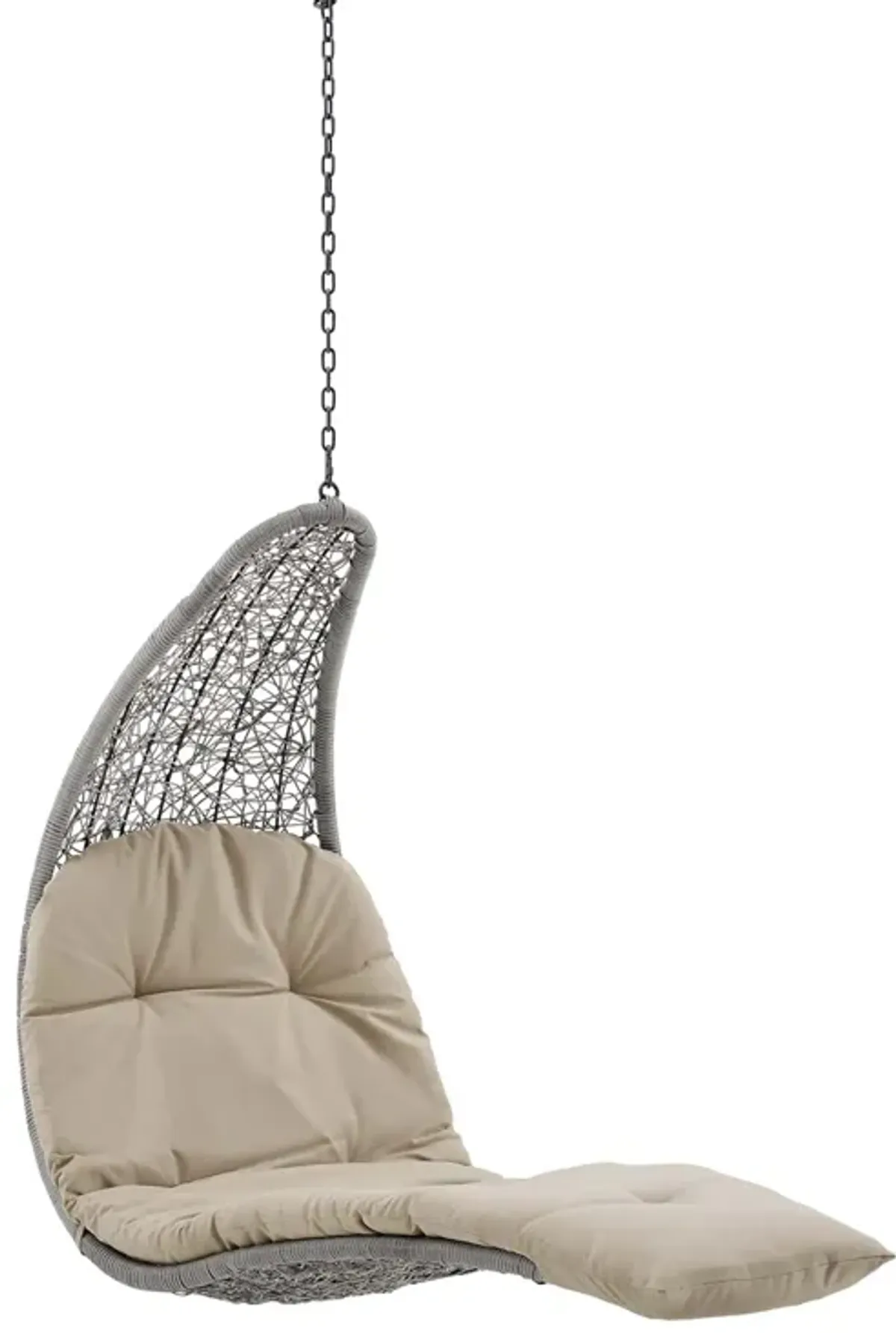 Landscape Hanging Chaise Lounge Outdoor Patio Swing Chair by Modway Light Gray Red