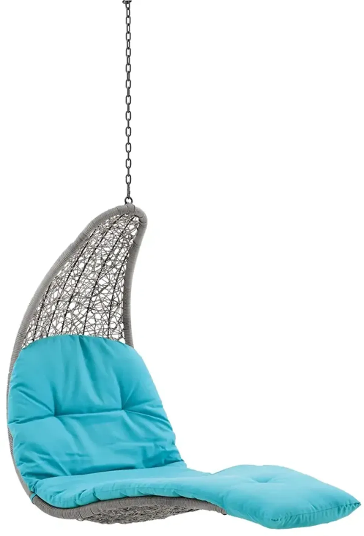 Landscape Hanging Chaise Lounge Outdoor Patio Swing Chair by Modway Light Gray Turquoise