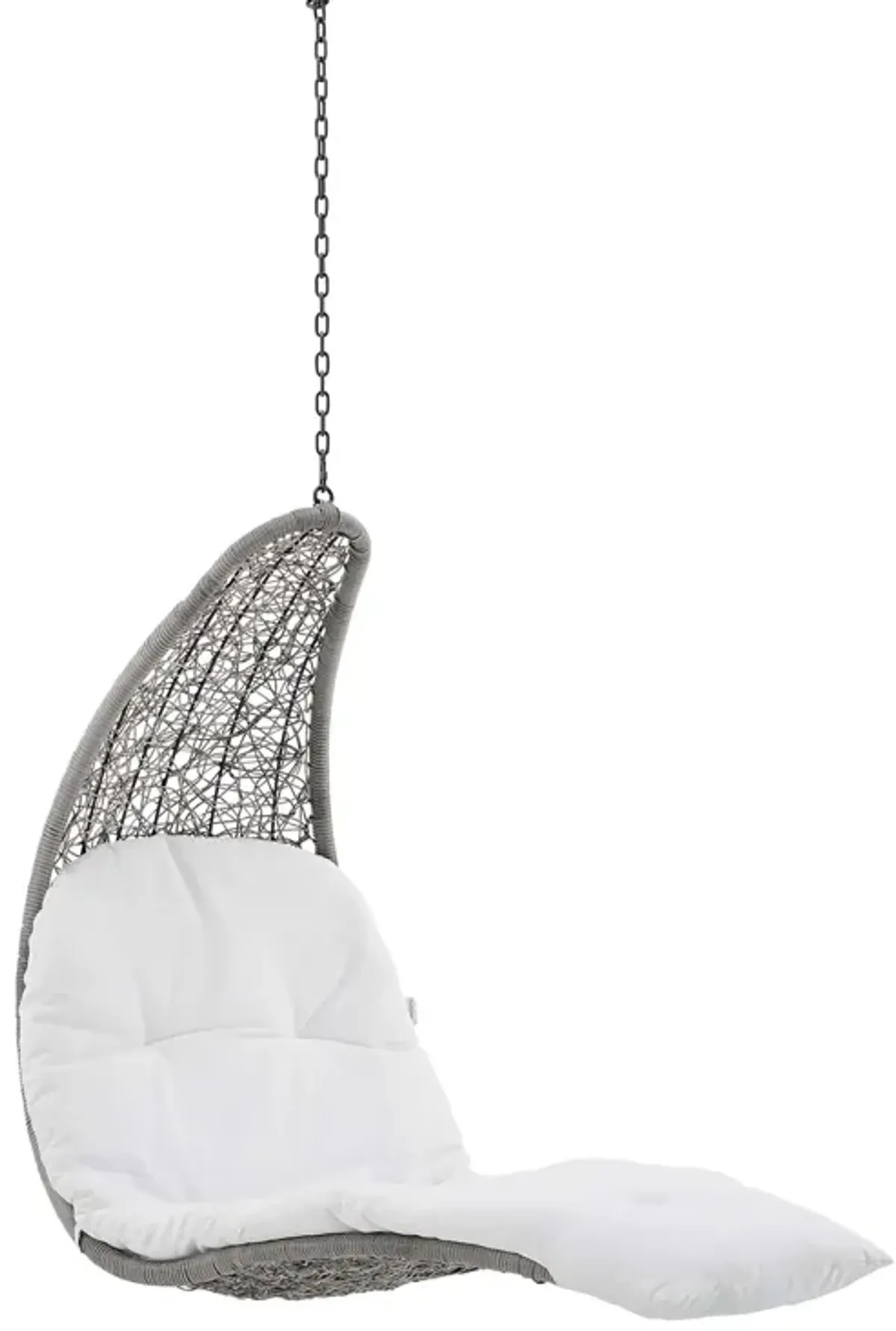 Landscape Hanging Chaise Lounge Outdoor Patio Swing Chair by Modway Light Gray White