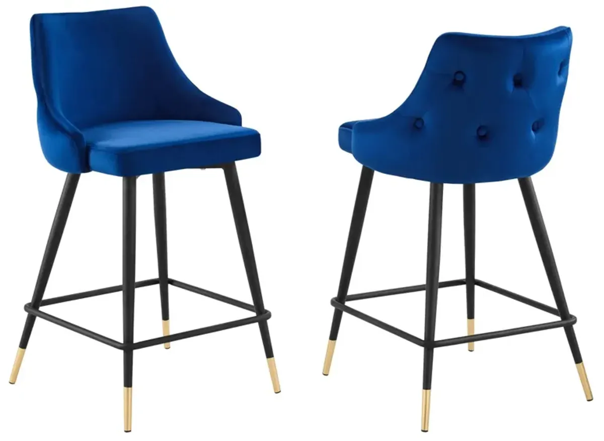 Adorn Performance Velvet Counter Stool Set of 2 by Modway Navy