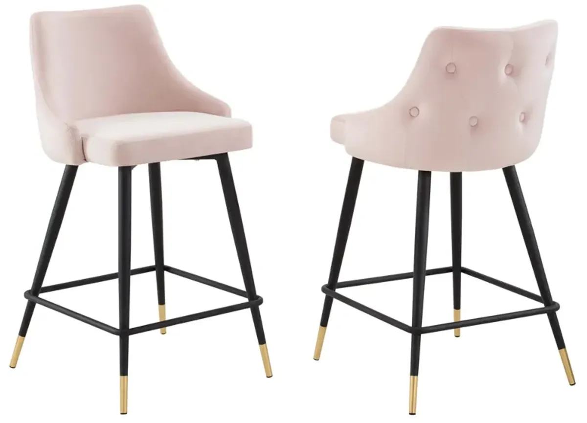 Adorn Performance Velvet Counter Stool Set of 2 by Modway Pink