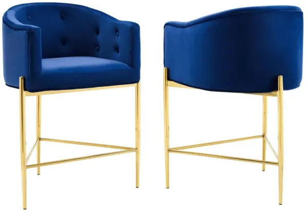 Savour Tufted Performance Velvet Counter Stool Set of 2 by Modway Navy