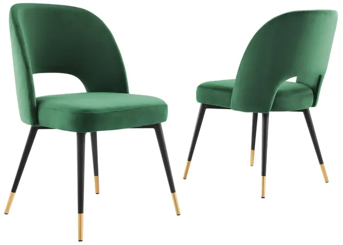 Rouse Performance Velvet Dining Side Chairs - Set of 2 by Modway Emerald