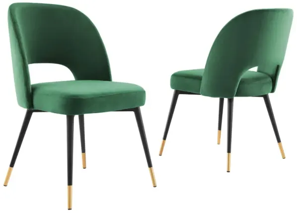 Rouse Performance Velvet Dining Side Chairs - Set of 2 by Modway Emerald