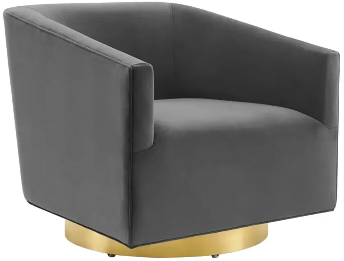 Twist Accent Lounge Performance Velvet Swivel Chair by Modway Gold Charcoal