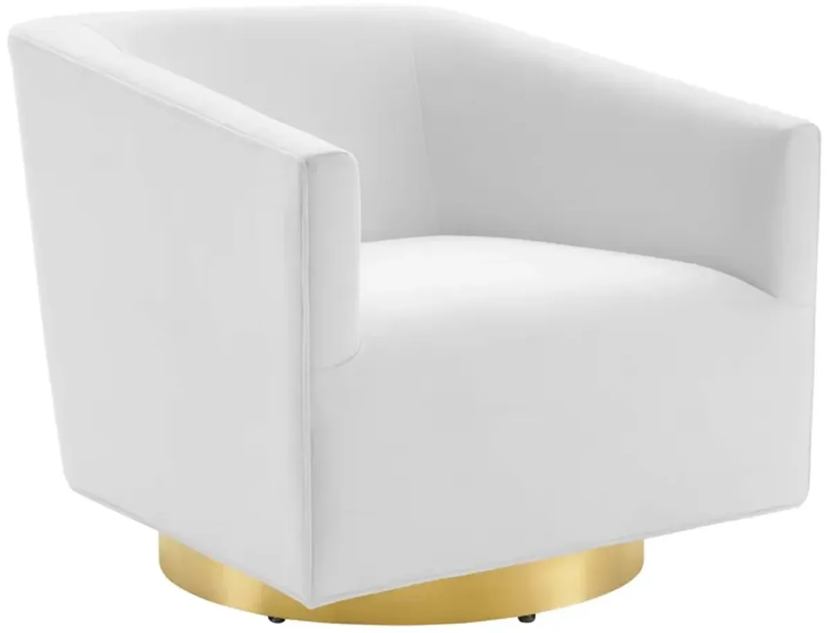 Twist Accent Lounge Performance Velvet Swivel Chair by Modway Gold White