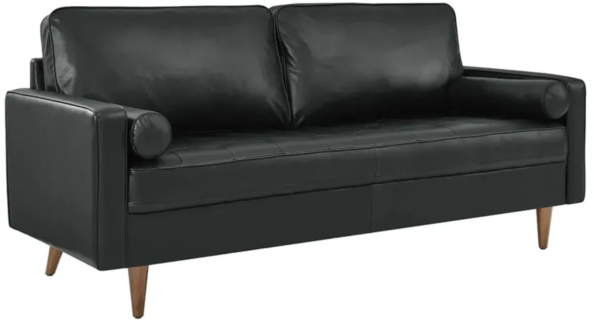 Valour Leather Sofa by Modway Black