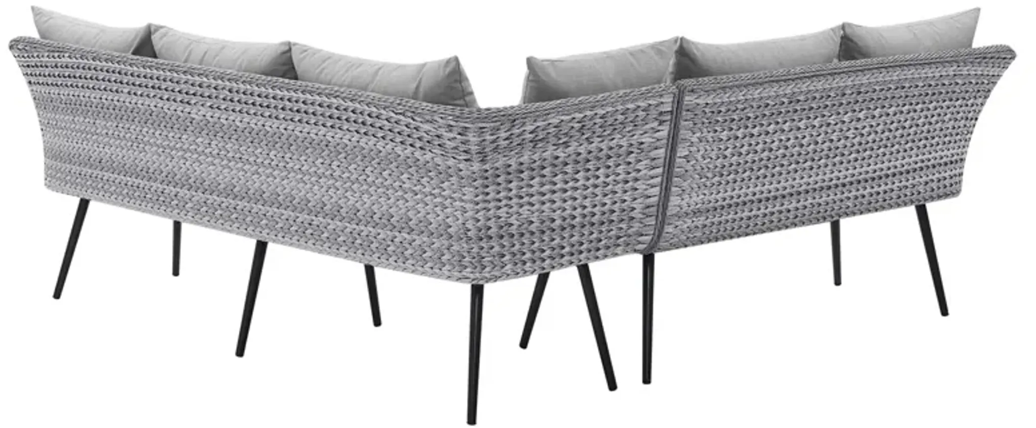 Endeavor Outdoor Patio Wicker Rattan Sectional Sofa By Modway Gray Gray ...