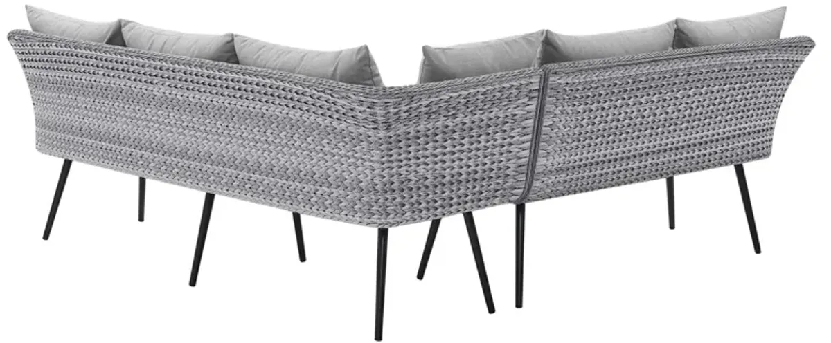 Endeavor Outdoor Patio Wicker Rattan Sectional Sofa by Modway Gray Gray