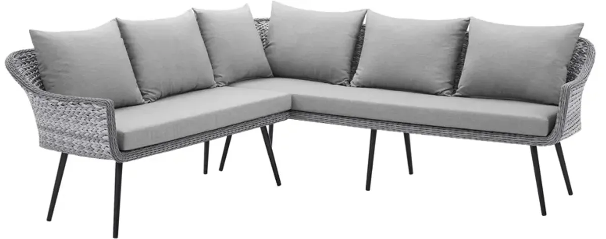 Endeavor Outdoor Patio Wicker Rattan Sectional Sofa by Modway Gray Gray