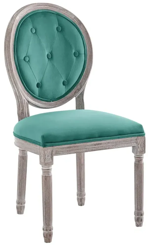 Arise Vintage French Performance Velvet Dining Side Chair by Modway Natural Teal