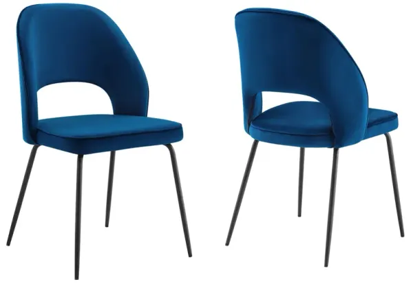 Nico Performance Velvet Dining Chair Set of 2 by Modway Black Navy