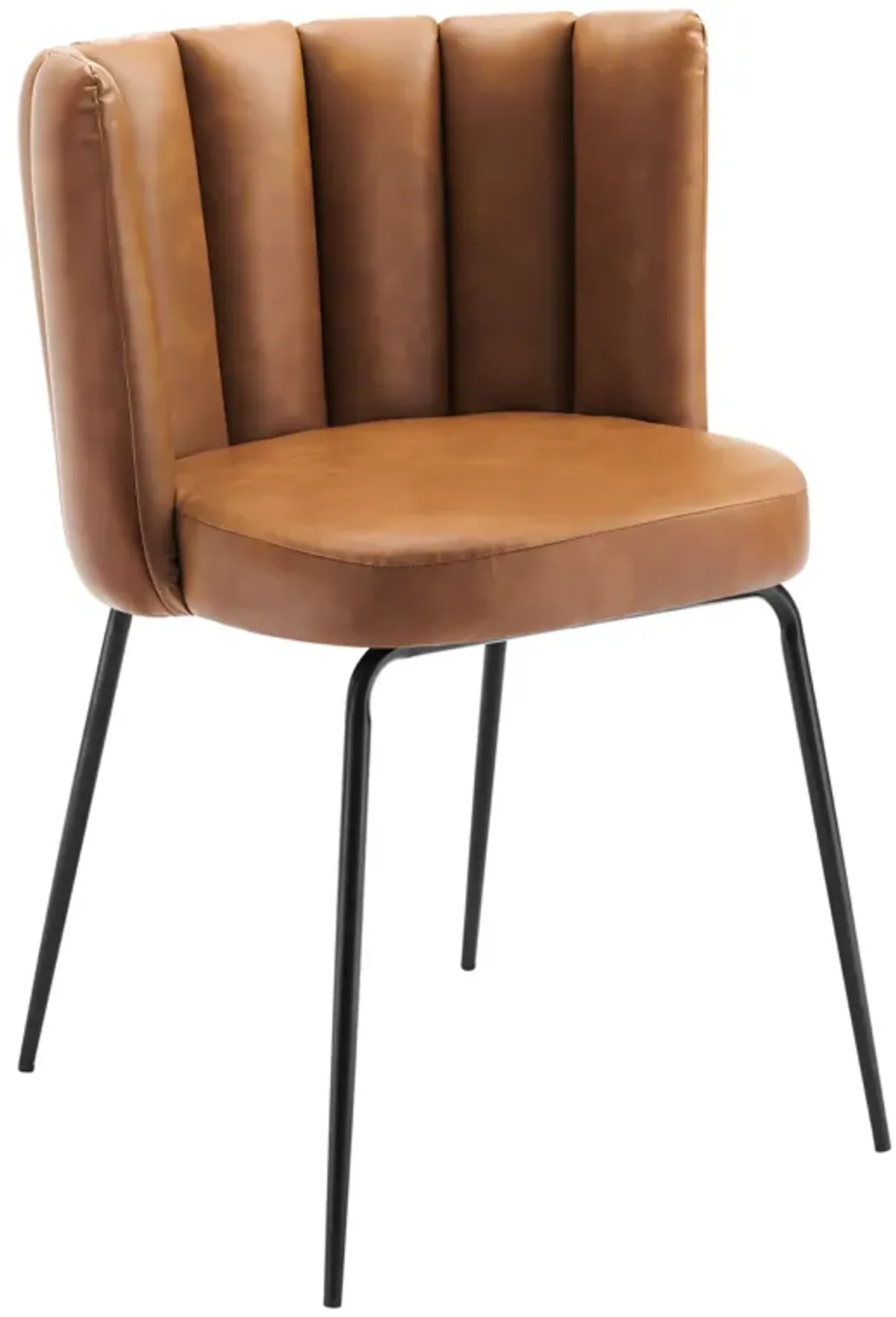 Virtue Vegan Leather Dining Chair Set of 2 by Modway Black Tan
