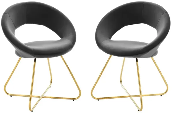Nouvelle Performance Velvet Dining Chair Set of 2 by Modway Gold Charcoal