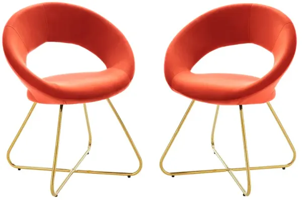 Nouvelle Performance Velvet Dining Chair Set of 2 by Modway Gold Orange